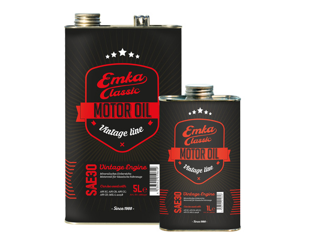 1L und 5L Gebinde eines SAE30 Vintage Öls